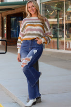 Load image into Gallery viewer, Caroline Striped Hollowed Knitted Loose Sweater